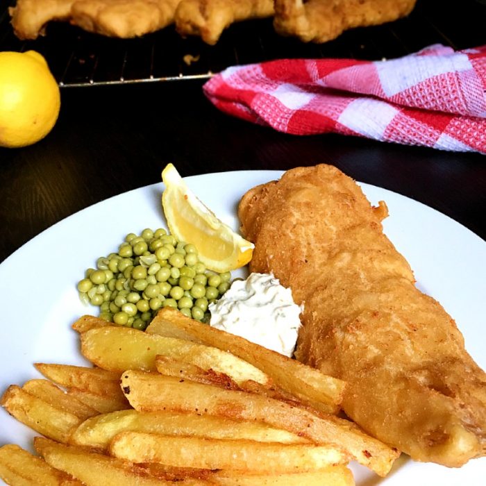 fish and chips on plate