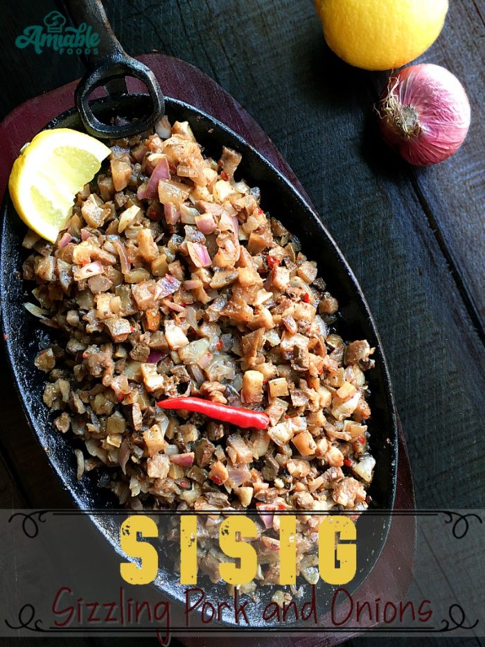 sisig on hot plate on table