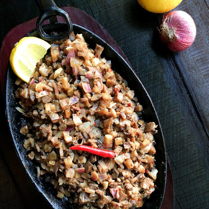 sisig on a hot plate