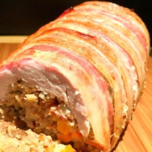 recipe image bacon wrapped stuffed pork loin
