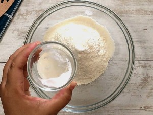 flour, baking soda, and salt in a bowl
