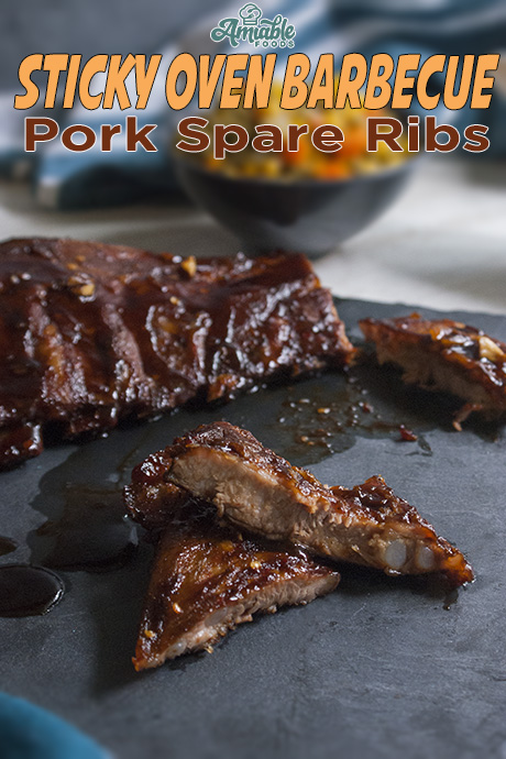 barbecue ribs slathered with sauce