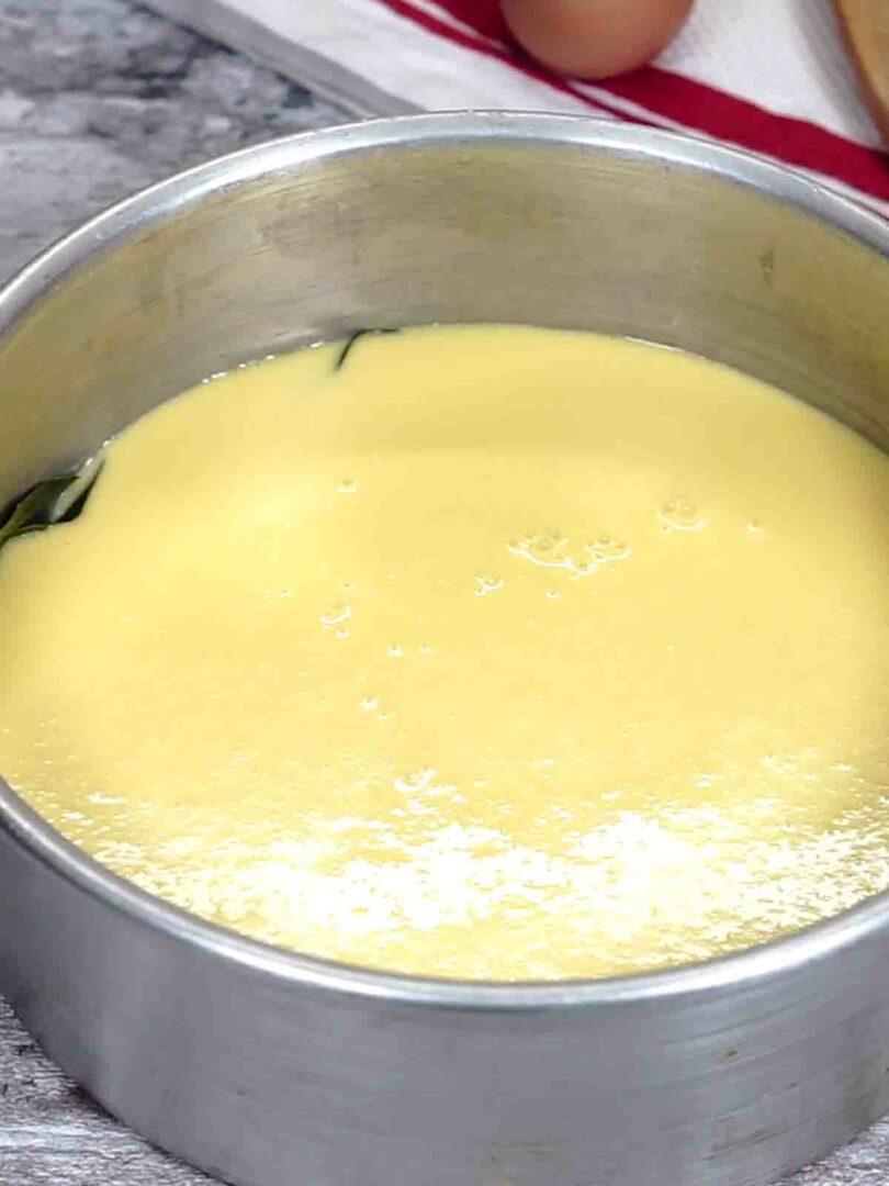 dessert batter in a baking pan