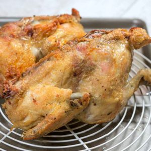 fried poultry on a rack