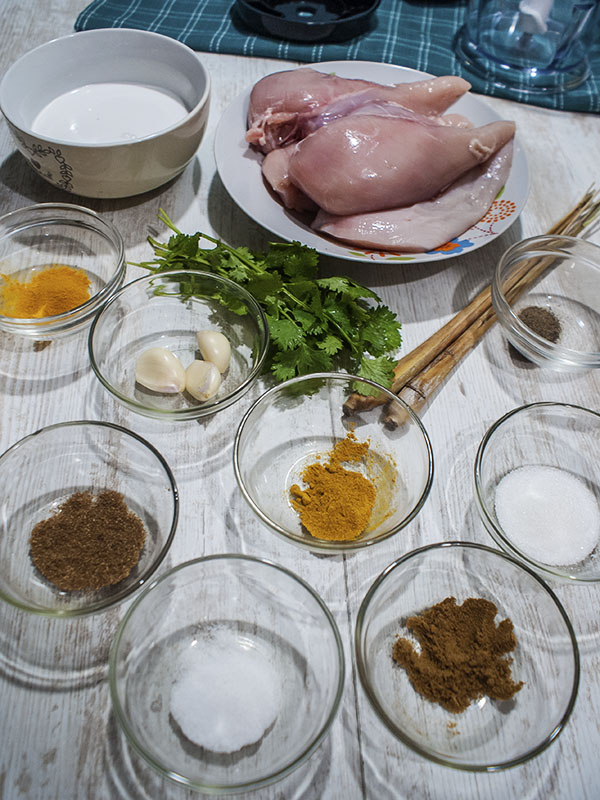 chicken skewers ingredients on top of table