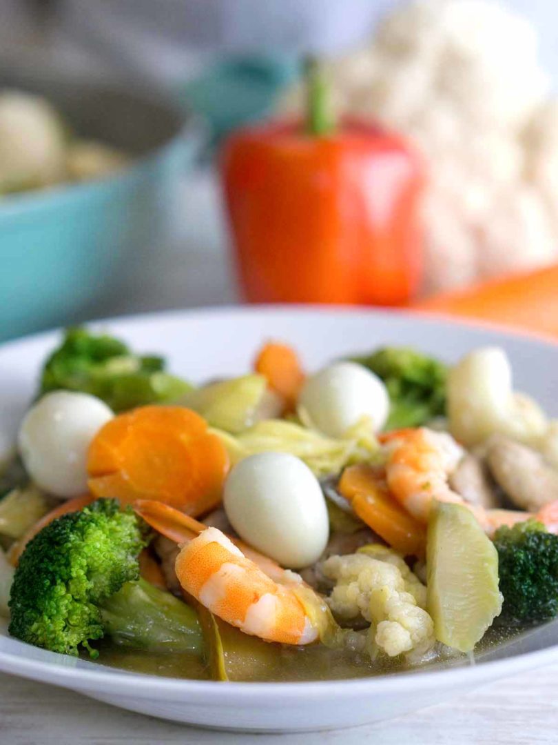 stir fry with eggs and veggies in a plate