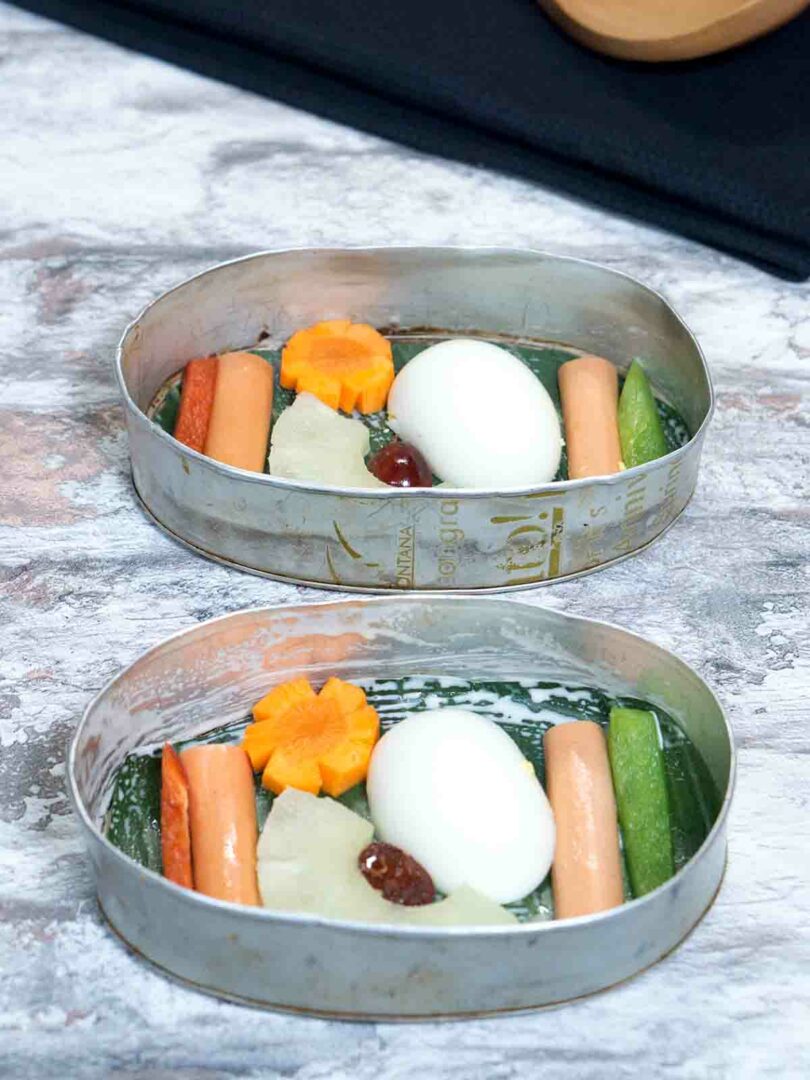 vegetables in tin molds