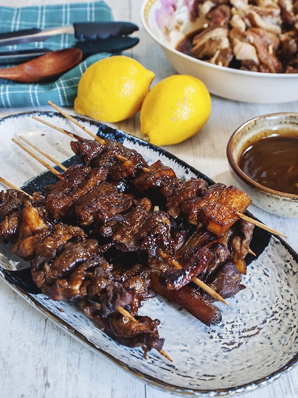 pork skewers with BBQ sauce