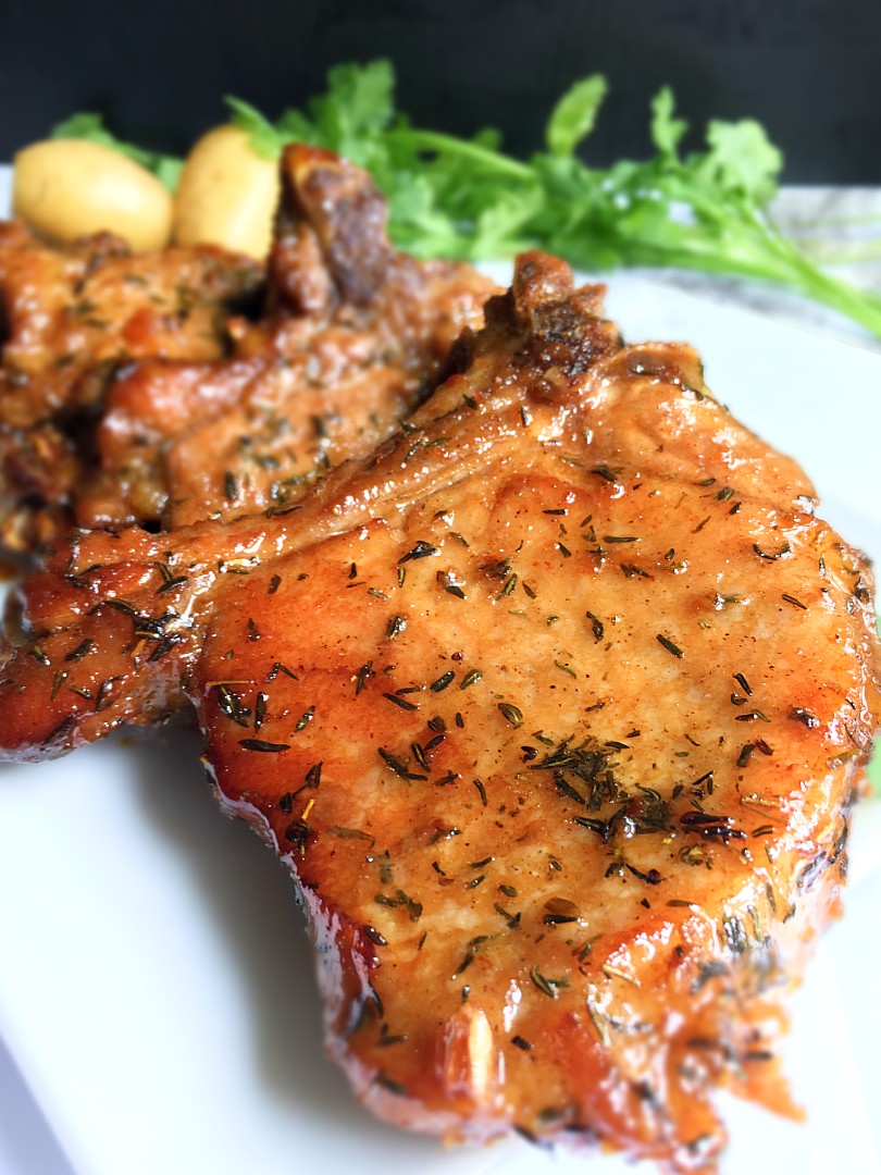 Easy Honey Glazed Pork Chops with Thyme | Amiable Foods
