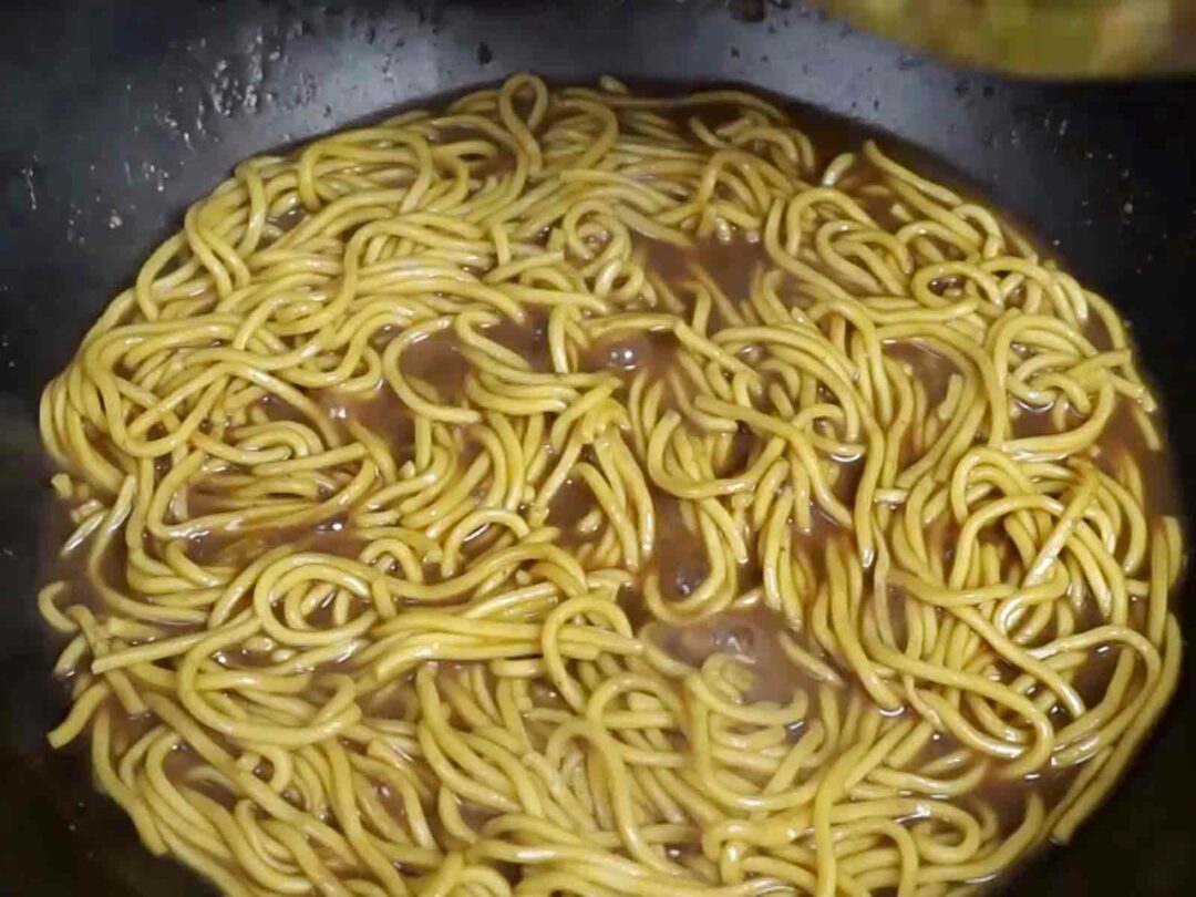 noodles in a pan