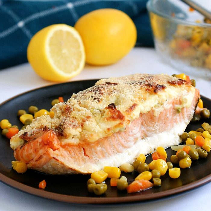 Baked Salmon with Cream cheese and Parmesan | Amiable Foods