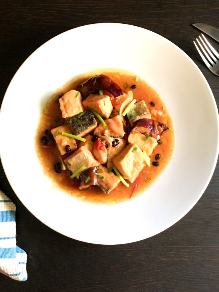 Salmon and Tofu with Tausi Sauce
