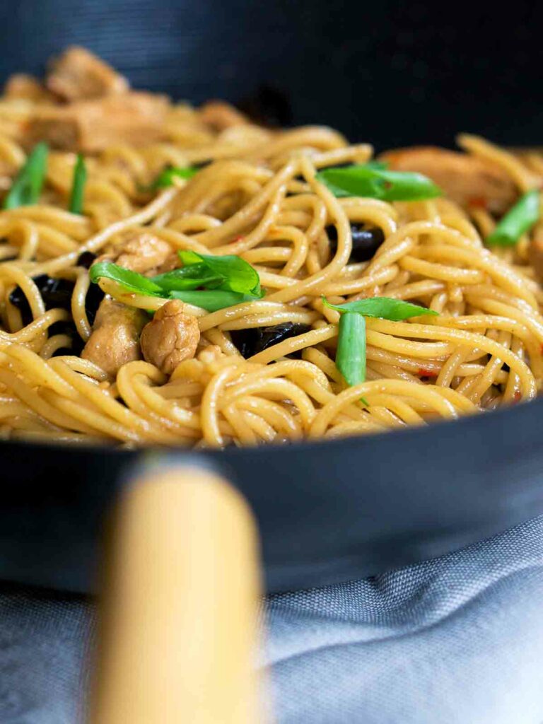 pasta in a cooking pan