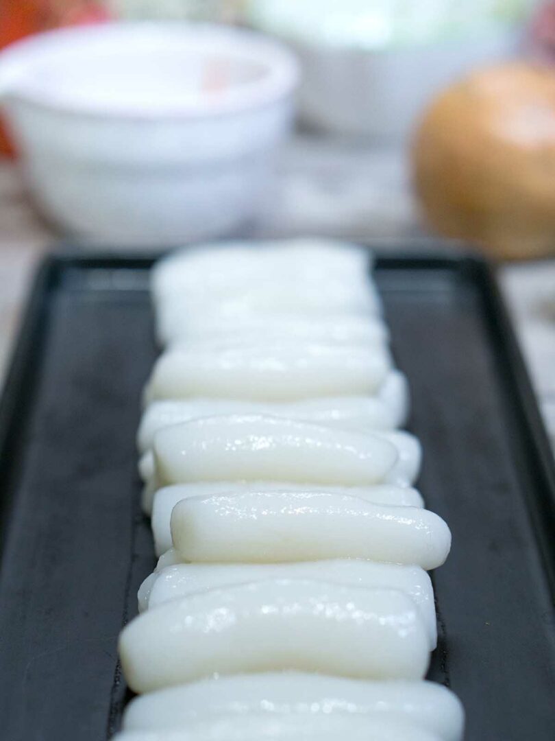 rice cakes stacked in a plate